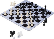 Set Di Scacchi Pieghevole, Gioco Da Viaggio, Scacchiera 3In1 per Dama E Backgamm