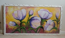 Quadro Vintage Fiori Cornice Bianca In Legno 