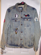 giacca denim pull and bear invecchiato grande buone condizioni