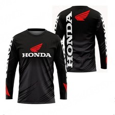 T-Shirt Biker Uomo/Donna Maniche Lunghe Honda Motociclista Traspirante