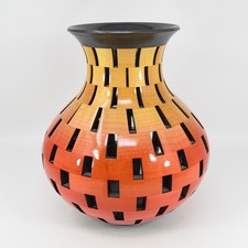 Joel Hunnicutt NC artista tornito a mano legno di acero 10" Hollowform OS vaso rosso ombra