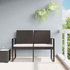 vidaXL Panca da Giardino a 2 Posti con Cuscini in Rattan PP Marrone