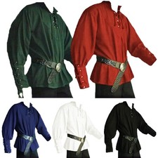 Camicia uomo camicia pirata manica lunga steampunk vichingo costume rinascimentale camicia top