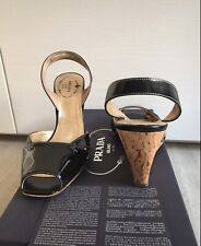 Sandali donna PRADA originale vero CUIO neri plateau n. 35,5 OTTIME condizioni