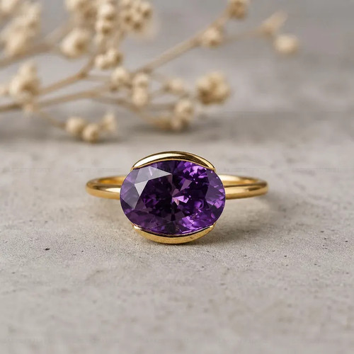Anello ametista lega oro - lega,