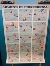 Cartellone scuola guida vintage – "Ordine di precedenza" anni '60/'70