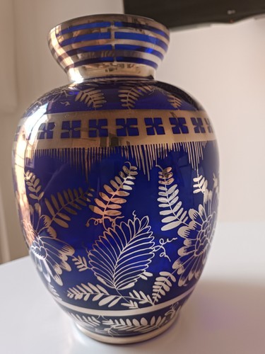 Vaso vintage vetro blu - blu, con