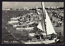 S. GIULIANO A MARE RIMINI CARTOLINA MOSCONI A RIVA FG VG 1957 - GIANI MARIA