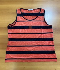 Mara Marini Top Canotta Girocollo Filo di Scozia Nero Corallo Brillantini Strass