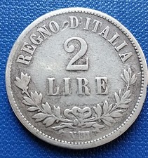 MONETA REGNO V. E. II 2 LIRE VALORE 1863 NAPOLI,NC,ARGENTO 9,69 GRAMMI,MB QBB