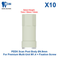 10x Corpo palo scansione dentale DSI PEEK Ø4,9 mm per CAD/CAM Premium Multi-Unità M1.4