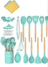 33 pezzi.” Set di utensili da cucina per cucinare. Viene fornito con 5 MEDIUM, verde scuro 
