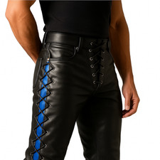 Pantaloni stringati in pelle a