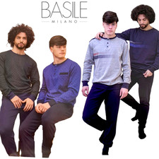 Pigiama uomo invernale in caldo cotone interlock manica lunga polsini BASILE