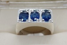 Anello da uomo in argento sterling 925 taglio ovale tre pietre preziose...