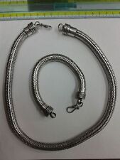 1 collana 49 cm 1 bracciale 20 cm serpente indiano placcato argento 1 cm tibet indiano