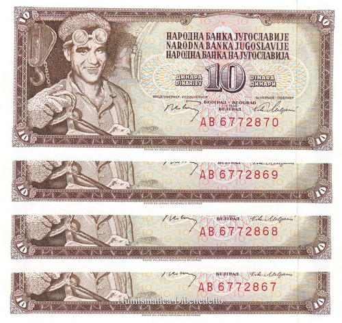 Jugoslavia lotto 4 banconote - jugoslavia,