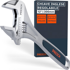 Chiave Inglese Regolabile 300Mm - Scala Incisa Al Laser 40Mm (Metrica E Pollice)