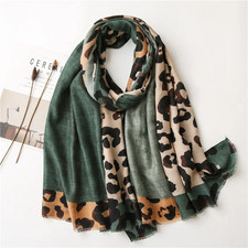 Sciarpa 71" verde leopardato