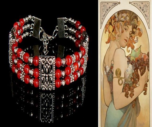 Bracciale anni opali rossi - bracciale, anni'30