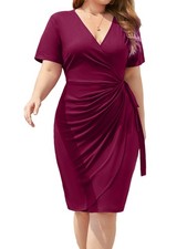 Vestito da Donna Taglie Forti, con Scollo A V Profondo, Maniche Corte, Casu9785