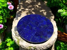 Tavolino da caffè rotondo in pietra di lapislazzuli fatto a mano arredo lusso soggiorno decorativo