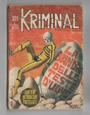 FUMETTO KRIMINAL N°301 LA BANDA DELLE TESTE D'UOVO 1971 NO ADESIVI