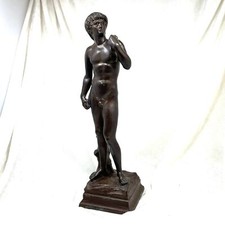 Statua italiana in bronzo replica del David di Michelangelo - altezza 11,5 pollici