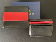Portafoglio Ralph Lauren in Pelle Nero Rosso