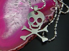 Collana IN Acciaio Con Teschi Rimorchio Collana 60 CM Teschio Gotico Catena N