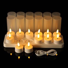 12X Candele LED Luci con Timer Telecomando Stazione di Ricarica Paralume Tealight