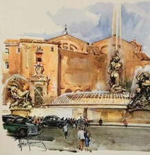 Aldo Raimondi Roma Piazza della Repubblica 1960 Litografia Stampa Arte Italia B83