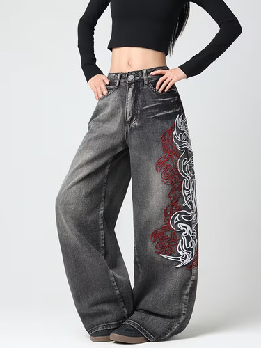 Jeans y2k cyber tribal - jeans,