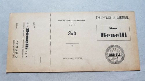 Benelli libretto tessera