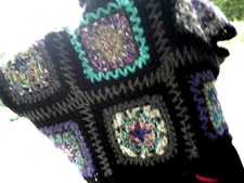 Gilet, Pullunder, Top, Poncho, Uncinetto, Granny-Square, Grigio, Turchese, Lila,