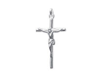 Pendente In Argento 925/000 - Croce Cattolica - 35 X 20 Mm - Cristo Crocifisso
