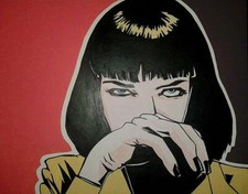 Quadro Pulp Fiction Uma Thurman Dipinto A Mano Su Tela Quadri Pop Art