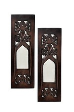Set Di 2 Specchi In Legno Appesi Alla Parete Con Cornice Dipinta A Mano Jharoka