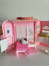 Barbie Mattel Casa Valigetta Rosa Bed And Bath Camera E Bagno richiudibile 1998