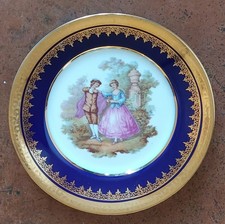 Limoges France Rehausse Main piatto diam. 16 cm. con scena romantica Vintage
