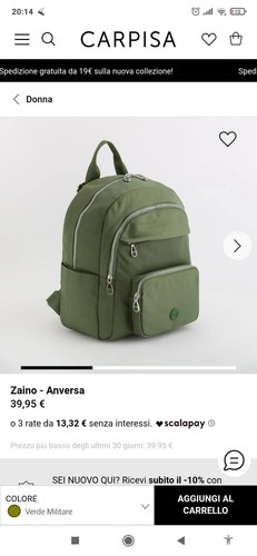 Zaino verde nuovo - , carpisa