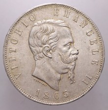 5 LIRE 1865 TORINO BB-SPL R -