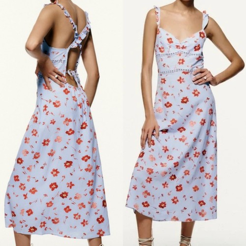 Abito midi zara blu stampa - abito,