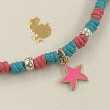 Dodo Pomellato Bracciale Bicolor Ciondolo Stella Oro Rosa Fucsia Fluo Originale