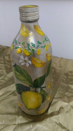 Bottiglia limoni decorata - ,