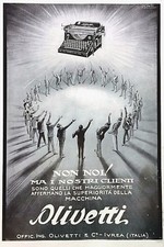 PUBBLICITA' 1928 OLIVETTI M 20 MACCHINA DA SCRIVERE IVREA SUPERIORITA' GIBELLI