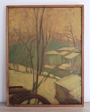 Quadro Dipinto Olio Su Tela Innocente Salvini "Neve Al Molino" 1952