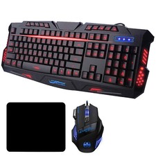 Set tastiera e mouse LED cablati PC computer gaming sensazione meccanica luce retroilluminata