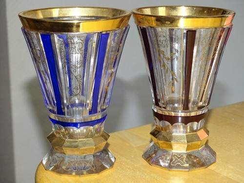 Due bicchieri vintage boemia - bicchieri,