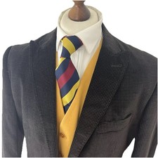 Blazer uomo William Hunt 42" Saville fila marrone velluto check giacca fumo